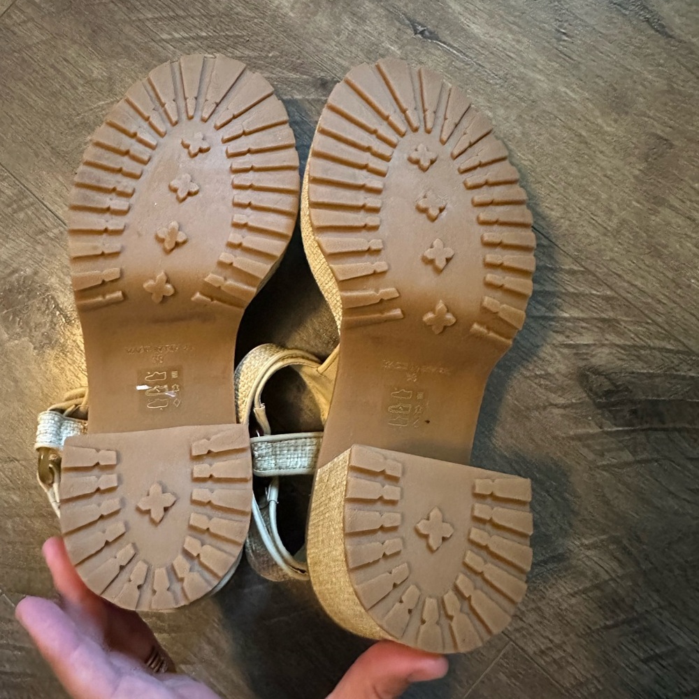 NEW Cult Gaia Elka Platform Sandals Raffia Tortoise 38 - Picture 7 of 8